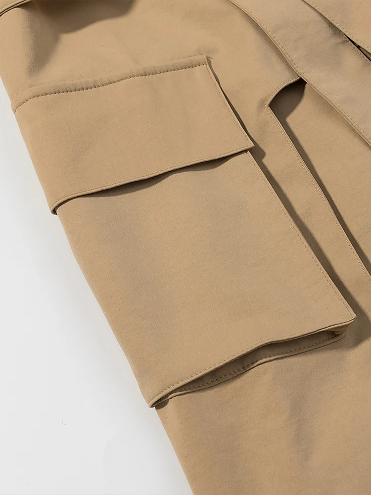 معطف نسائي جديد على الطراز الأوروبي متعدد الاستخدامات وأنيق بلون سادة كاجوال عالي التحمل متوسط الطول