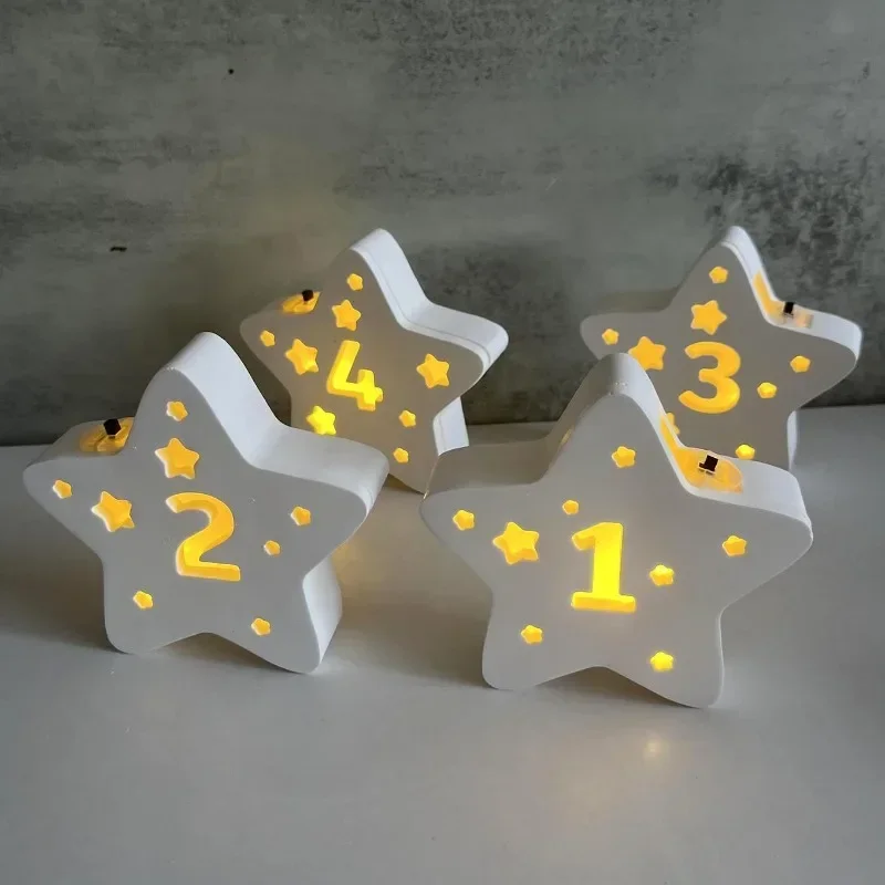 Hollow Splicing Star Silicone Mold Light Stars Various Selectable Lettering Casting Mold Number Star Lampshade LED Light Chain