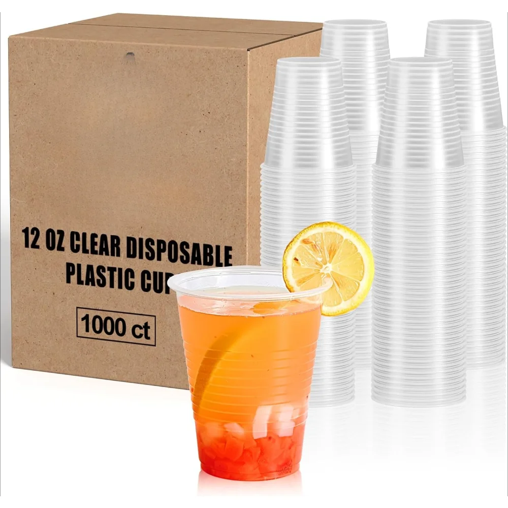 

1000 PACK 12 oz Clear Plastic Cups, Party Drinking for Parties, Disposable Cups