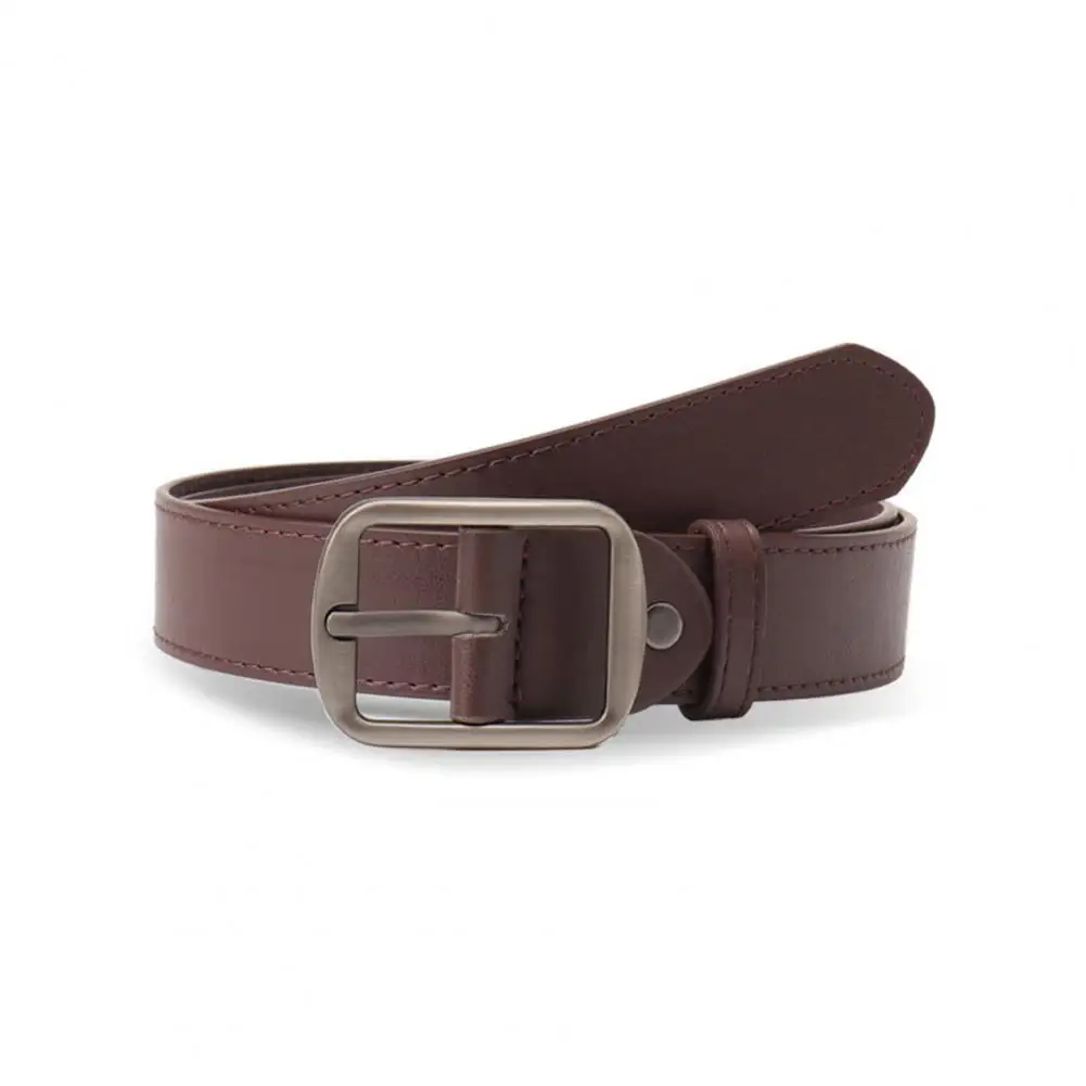 

Casual Solid Color Belt Adjustable Women's Imitation Leather Belt with Multi Holes Design Metal Buckle Casual for Costume