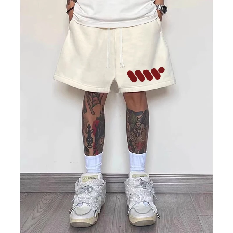 

Casual Loose Men's orts Vintage Hong Kong Sle Dstring Letter Print Summer Spor Straight Leg Faionable Teenage Wear