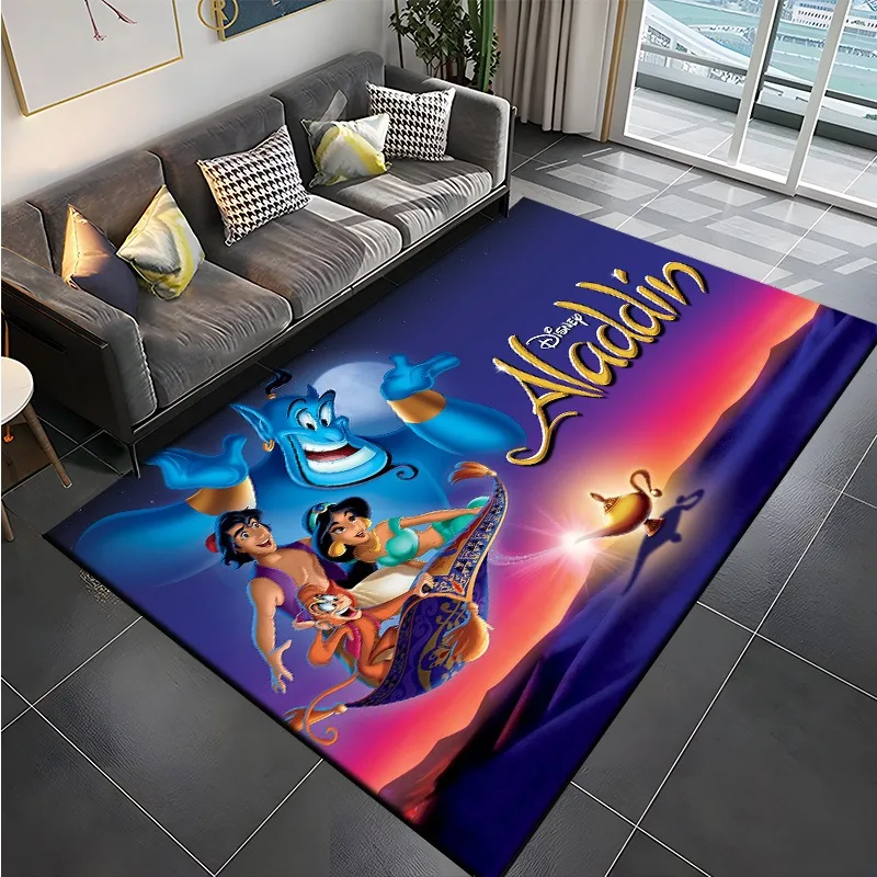 MINISO Disney Aladdin 3D Kids Bedroom Bedside Carpet Living Room Non Slip Soft Floor Mats Sofa Coffee Table Rugs for Home Decor