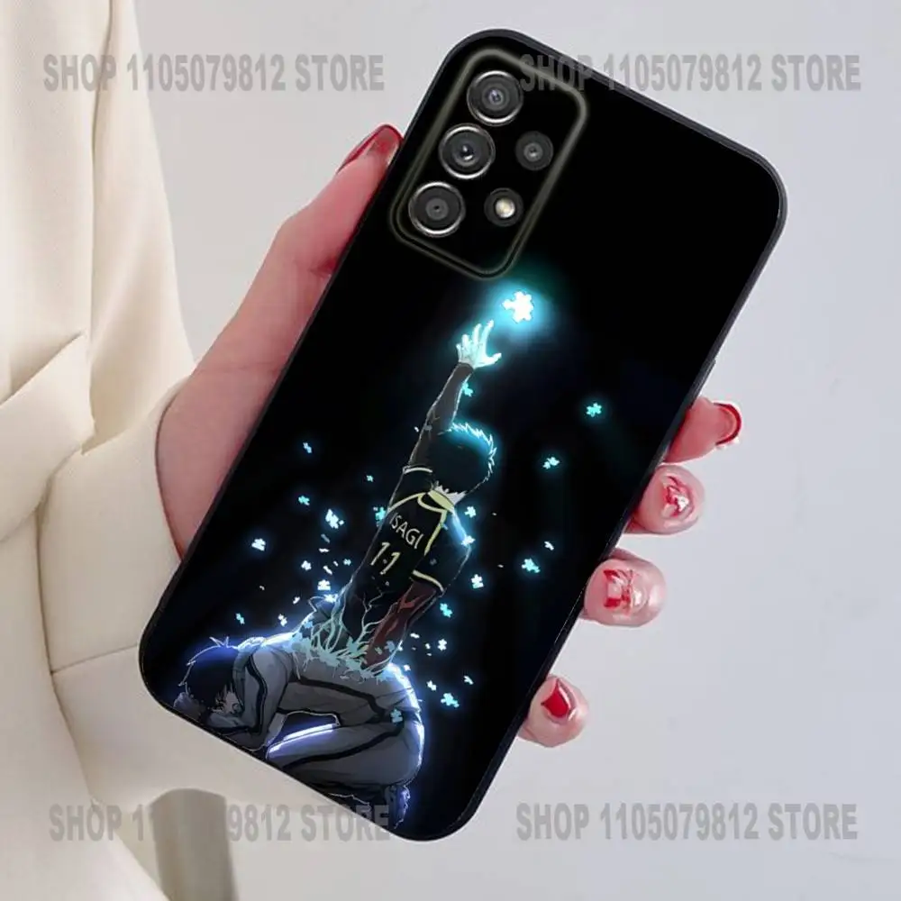 Funda de teléfono A-Anime Blue Lock para Samsung S24,21,22,23,30,Ultra,20,Plus,Note,10,9, funda de silicona suave negra