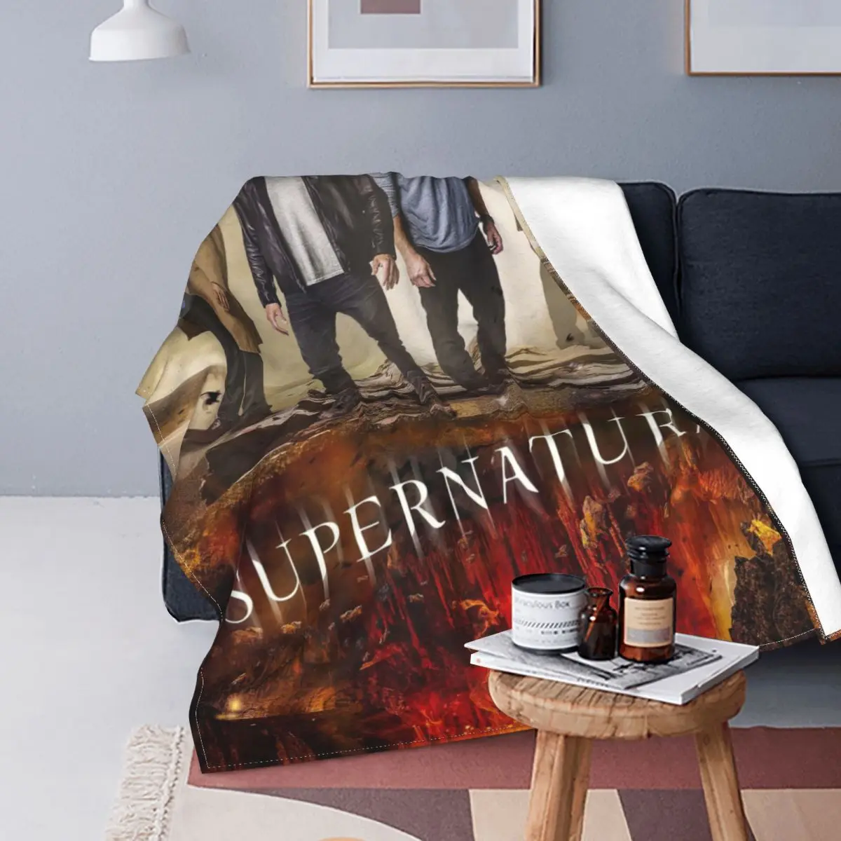 Supernatural Movie Knitted Blankets Carry on My Wayward Son Sam Dean Castiel Plush Throw Blanket Bed Sofa Soft Warm Bedspreads