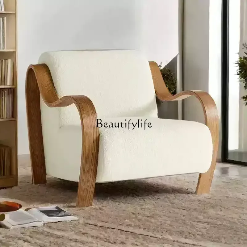 Medieval special-shaped cream wind living room balcony lamb wool sofa household lazy personality leisure chair