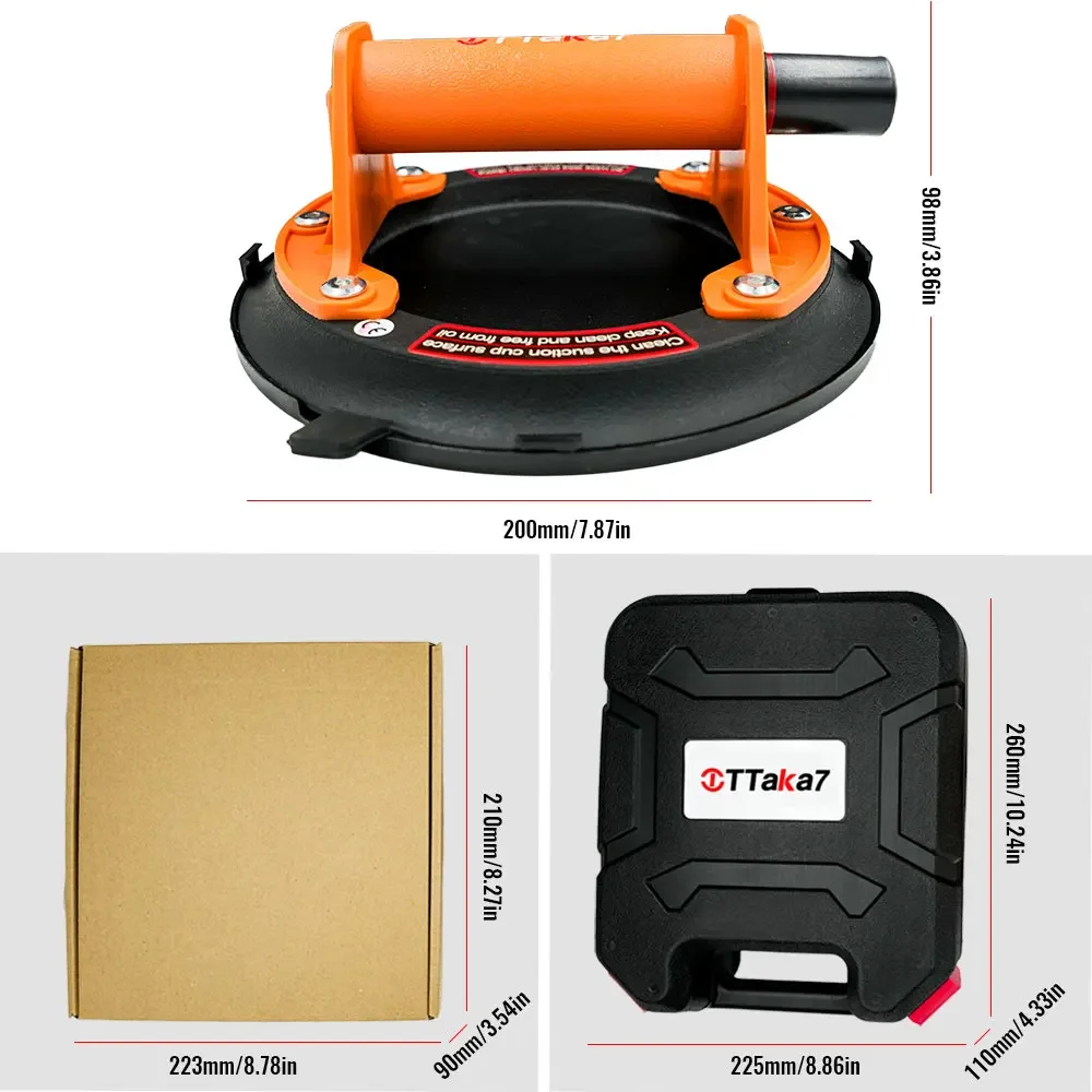 

Vacuum Suction Cup 200kg Loading Capacity Heavy Duty Vacuum Spreader for Tile Adsorption Granite Glass Lifting 8 Inch Cup