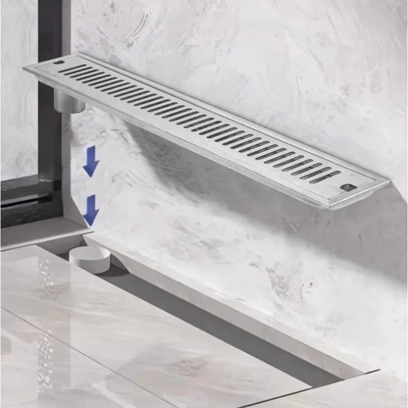 

Thickened 304 stainless steel rectangular floor drain bathroom toilet sewer deodorant hotel shower long floor drain
