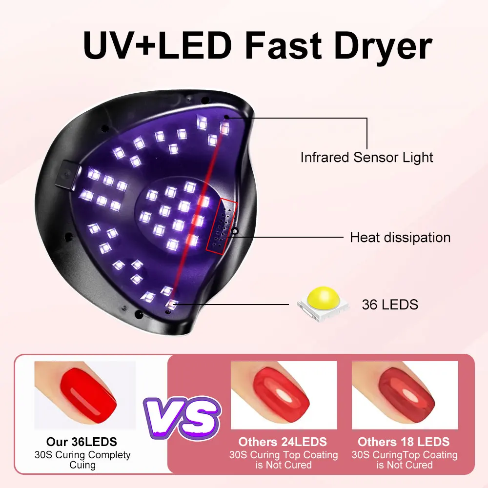 المهنية الأشعة فوق البنفسجية LED مسمار الفن مصباح مجفف مع 4 توقيت وأجهزة استشعار تلقائية LCD مجفف شاشة كبيرة لتجفيف هلام مسمار أدوات الرسم