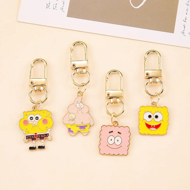 Cartoon SpongeBob Keychain Patrick Star Charms for Women Earrings DIY Bracelet Handmade Kawaii Jewelry Pendant for Friend Gifts