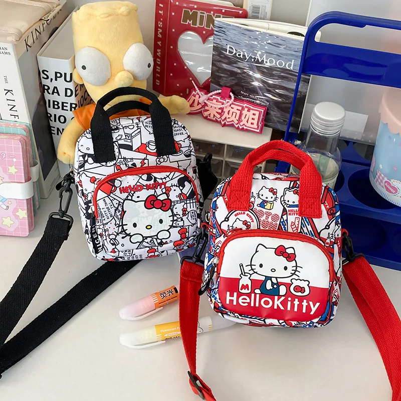 Sweet Hello Kitty Kawaii Anime Casual Ladies Shoulder Bag Kt Cat Cartoon Cute Ins Square Fashion Crossbody Bag Gifts for Girls