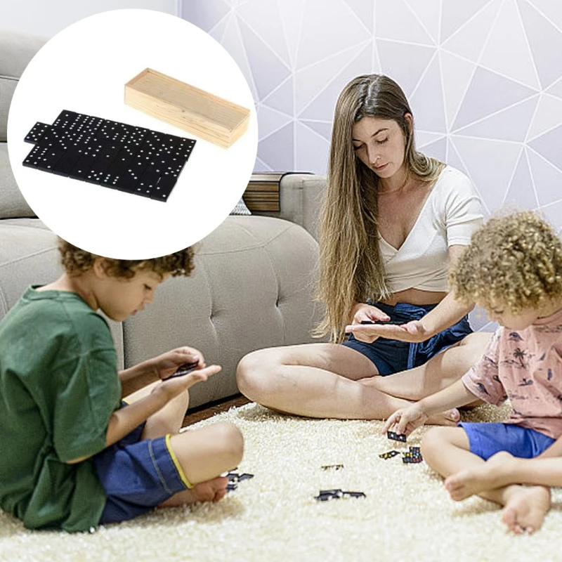 28lots Black Dominos Collection Good Quality Board Game Toy Travel Game Block - Image 6