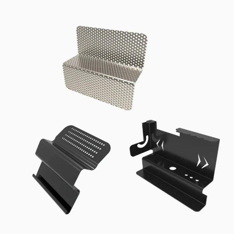Custom Metal Sheet Fabrication Stainless Steel Porous Bending Bracket and Carbon Steel Blackened Special-Shaped Bracket