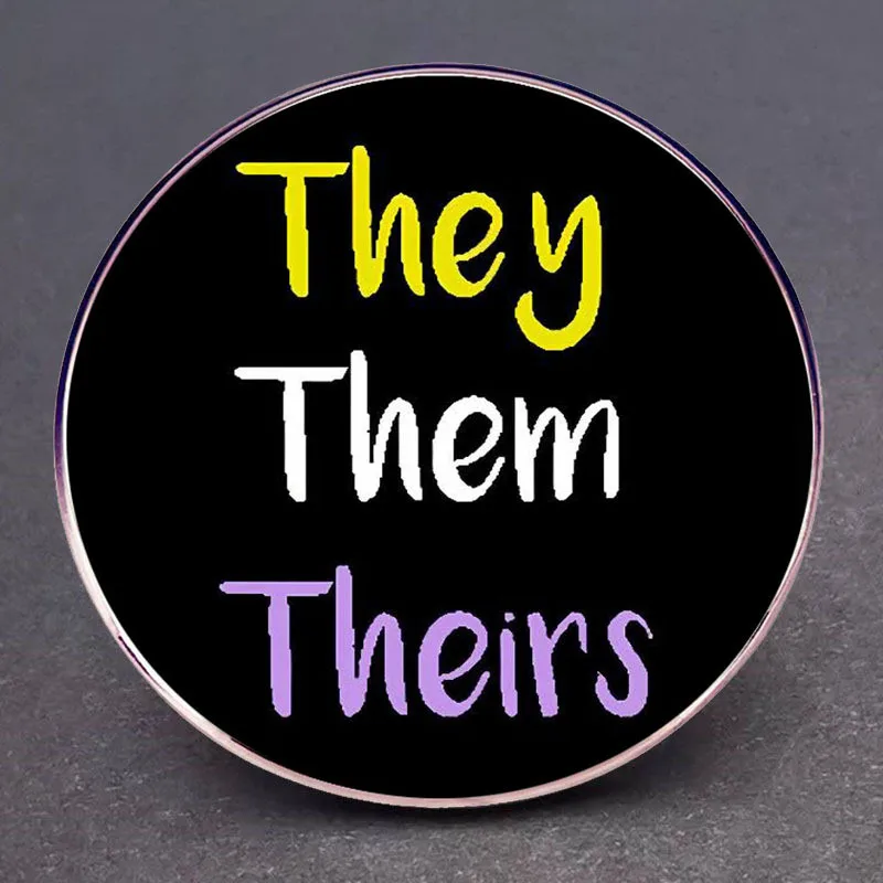 They Them Theirs Enamel Pins Pronouns Lapel Badge Brooch Decoration Jewelry