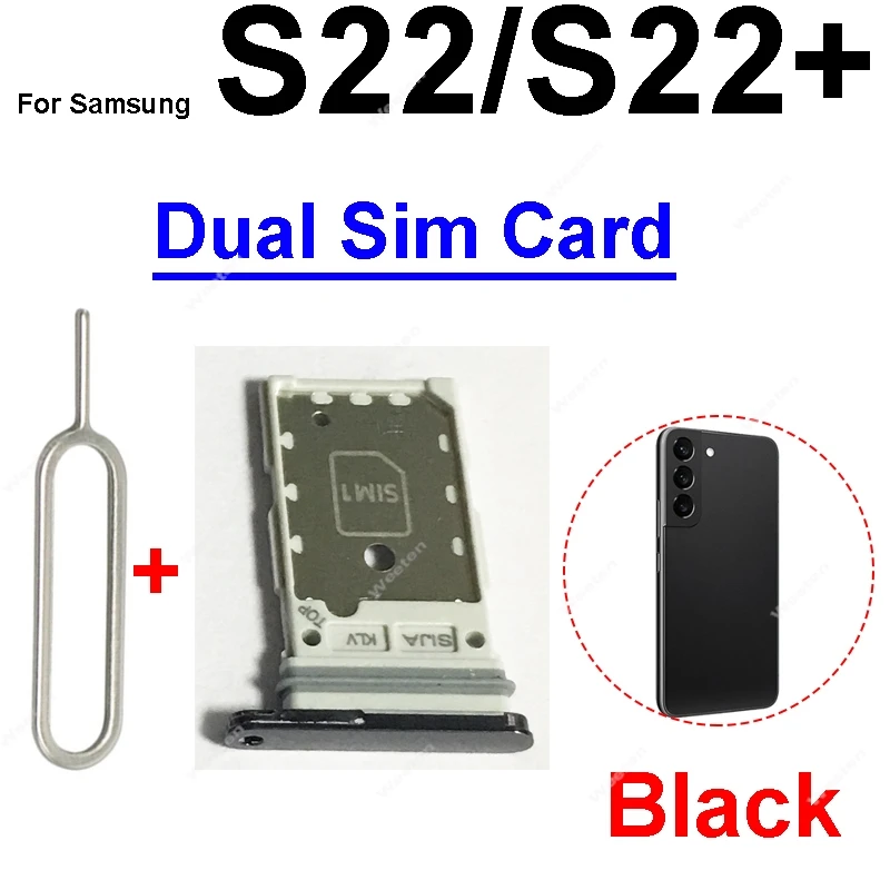 Bandeja de tarjeta Sim para Samsung Galaxy S22 Plus S22 Ultra Dual Nano bandeja de tarjeta Sim individual ranura para tarjetero lector piezas de repuesto