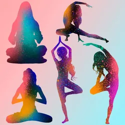 22cm Vinyl stickers Fashion Classic Yoga System Color Silhouette Iron On Patch Heat Transfer Stickers DIY For Clothes Patch Girl