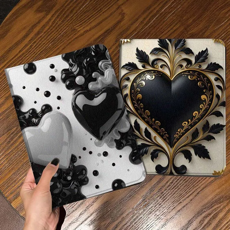 

Heart Shaped Glossy Decor Gift Tablet Case For Apple iPad Air Pro mini 1 2 3 4 5 6 7 8 9 11 M2 M3 M5 M4 5th 6th 7th 10th 11th