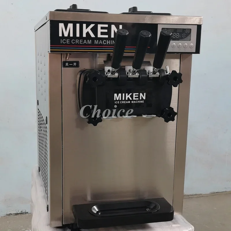 Stainless Steel Desktop Mini Soft Ice Cream Machine 3 Flavors 110V 220V Frozen Yogurt Machine