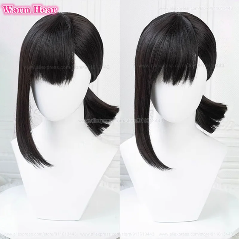 أنيمي Higashiyama Kobeni طويل 38 سنتيمتر ذيل حصان أسود تأثيري أنيمي شعر مستعار مقاومة للحرارة الاصطناعية الشعر هالوين شعر مستعار للحفلات + غطاء شعر مستعار