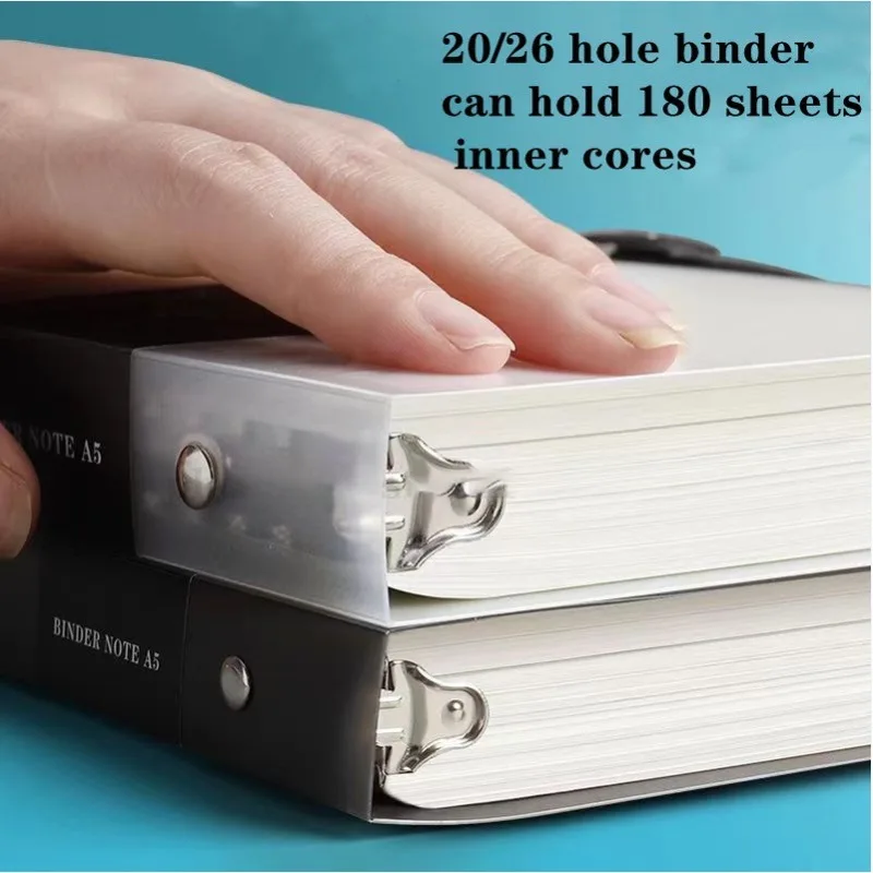 A5 Transparent  Loose Leaf Binder Notebook Cover 60 Sheets Refillable Paper Journal File Binder Writing School Office Supplies