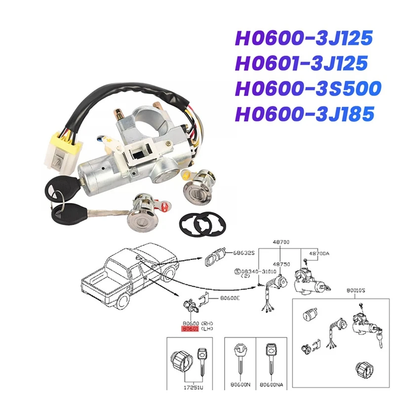 

Car Door Lock Cylinder Ignition Switch Key Kits H0600-3J125 For Nissan Altima Frontier Pathfinder Xterra H06000W000