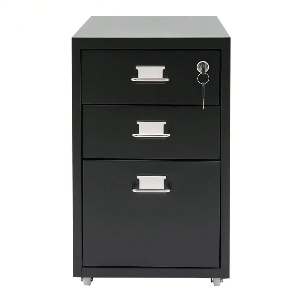 

Office Storage Cabinets And Shelving3 Drawer File Cabinet With Lock, Metal Vertical Filing Cabinets For Home Office Organizer Ro