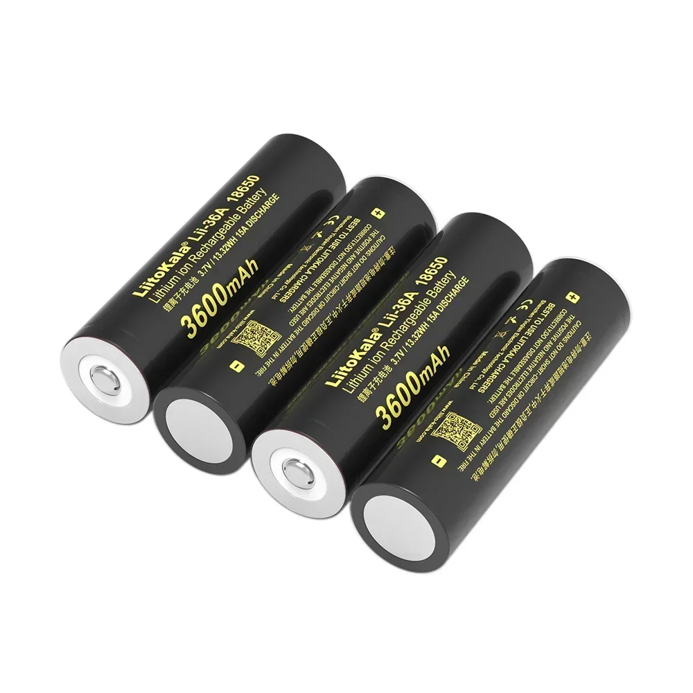 20PCS New LiitoKala Lii-36A 18650 3600mAh 3.7V Lithium Rechargeable Battery with Pointed (No PCB) for Flashlight Batteries