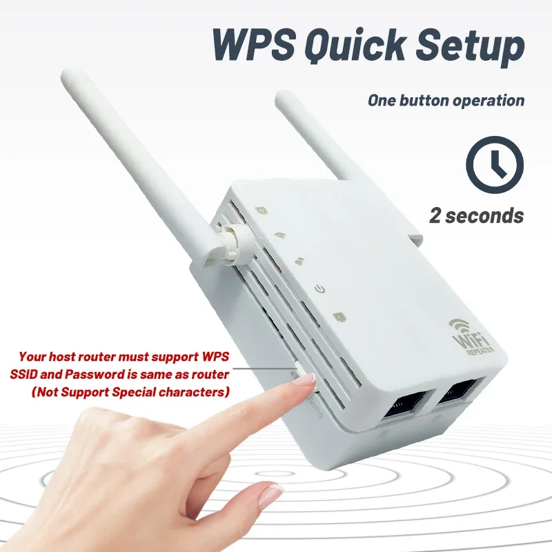 Repetidor WiFi inalámbrico de 2,4 Mbps, amplificador de largo alcance, 300G, 802.11N/G/B, configuración WPS, enchufe de la UE