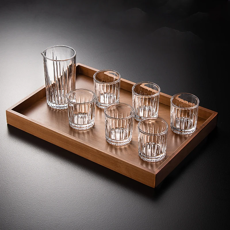 6pcs Set Diamond Painting Glass Spirits Cup Wine Glass Cup Whiskey Engraved Goblet Home Bar Drinkwares Transparent Wedding Gifts