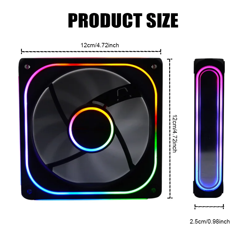 MANMU Pc Rgb Cpu Fan Cooler Rgb Cpu Cooler Radiator Cooling 12V Large Air Volume Computer Chassis Fan