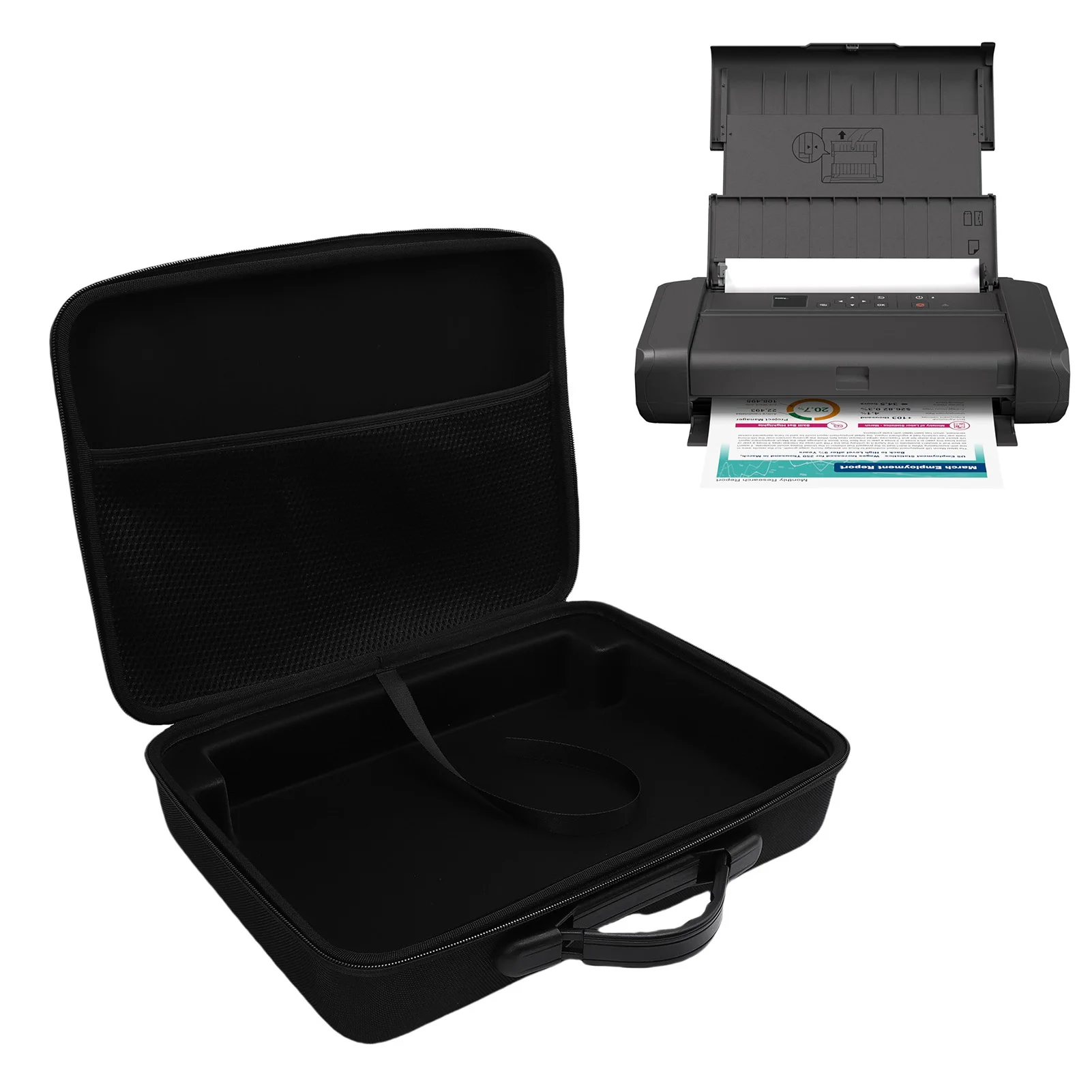 Wireless Mobile Printer Case Anti Drop Scratch Collision Rubber Handle Portable Printer Carry Case with Mesh  for Outdoor