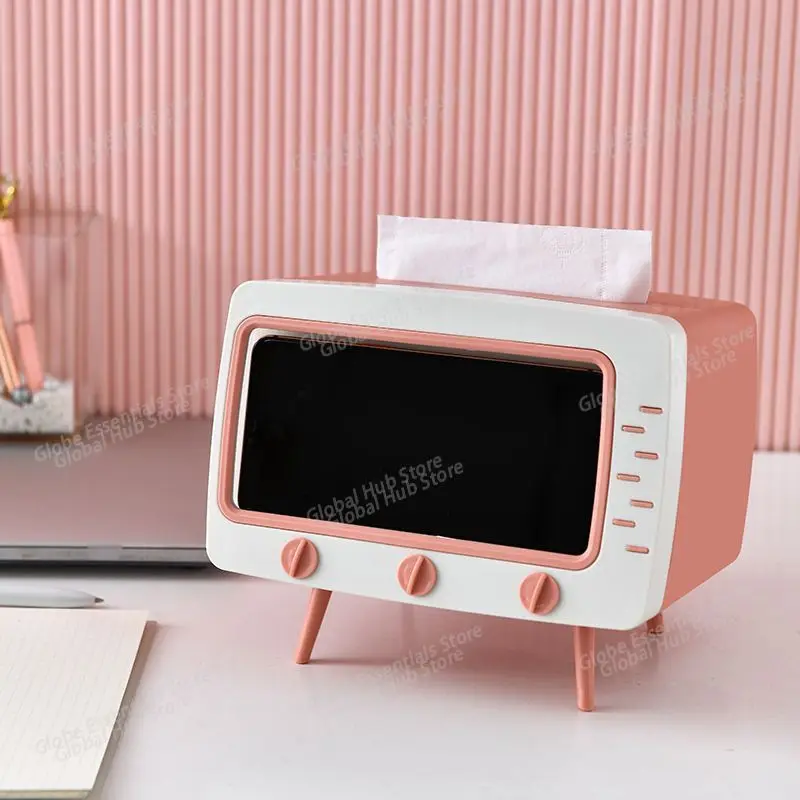 

Квадратный держатель для салфеток для дома Kawaii Desktop Decor ТВ Коробка для салфеток Розовый держатель для телефона Органайзер для хранения мобильного телефона
