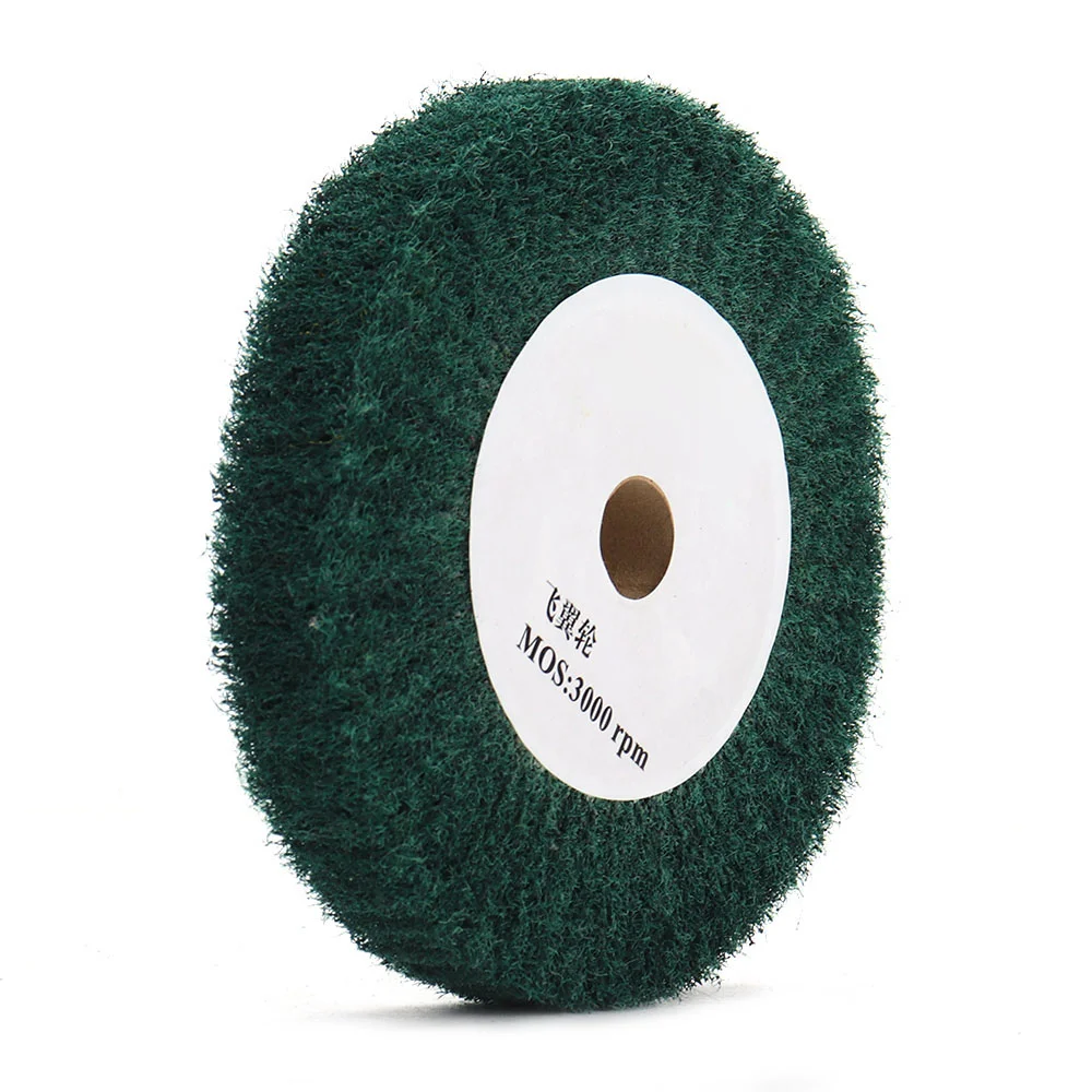 100/125/150/200/250/300 ミリメートル不織布研磨フラップホイールグリーンナイロン繊維研磨バフホイールディスク 20 ミリメートルボア 1 ''厚さ