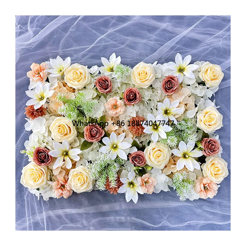 MYQ137 Small Flower Row D109  Light Yellow Light Pink Rose Flower Wall Wedding Decoration High Quality Factory Wholesale