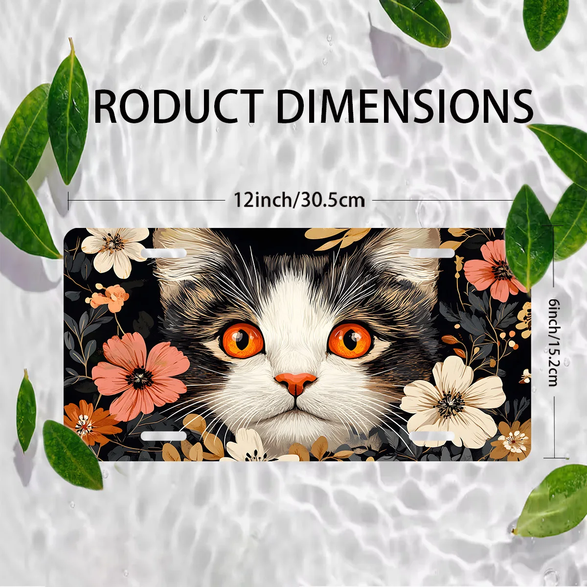2D Flat - 1pc 2D Flat Posters Featuring Charming Cats And Floral Designs for Metal Sign Frames - Made of Rust-Proof, Measuring 3