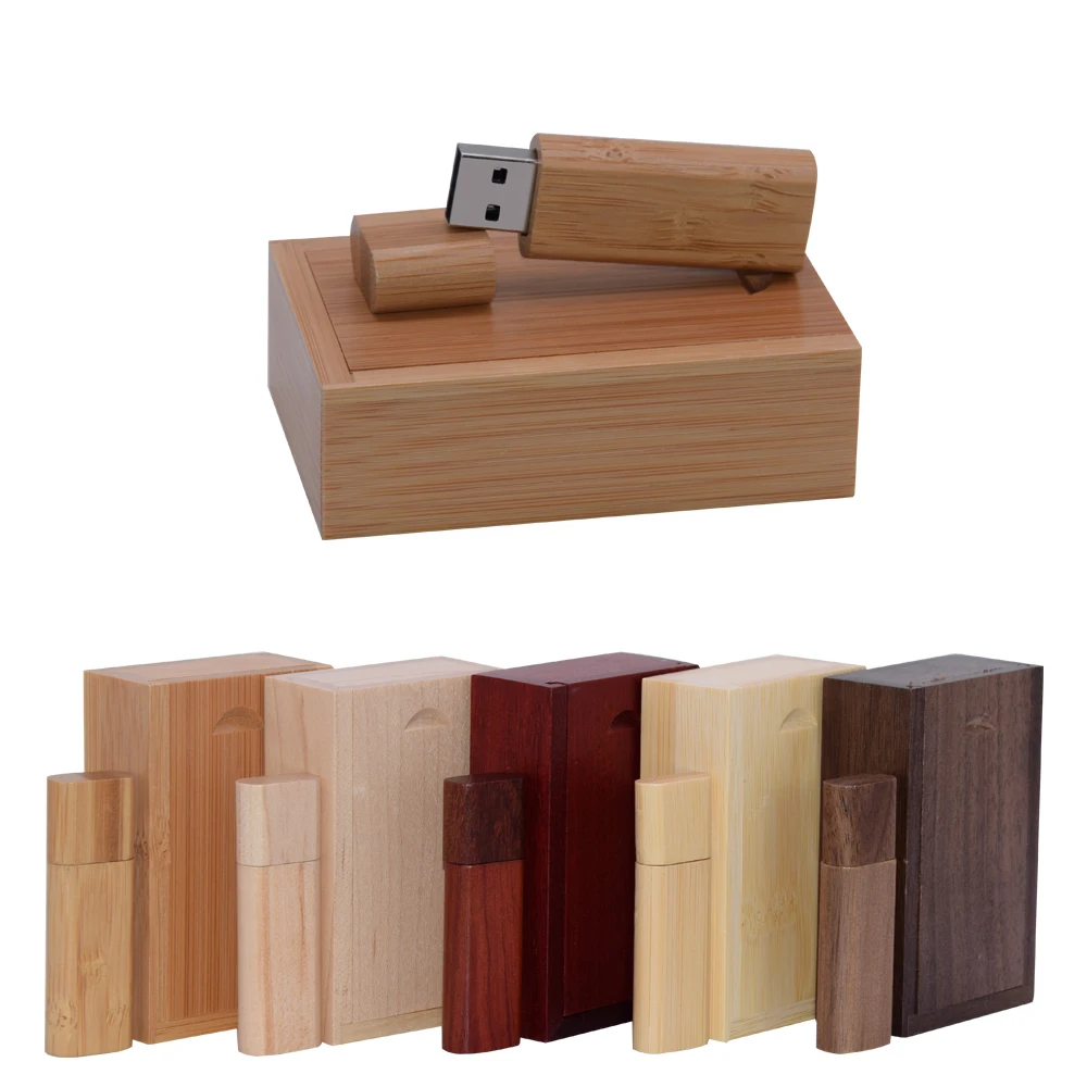 Wooden With Gift Box USB 2.0 Flash Drive  64GB/32GB/16GB/8GB/4GB Real Capacity Pendrive Photography Memory Stick U Disk 128GB