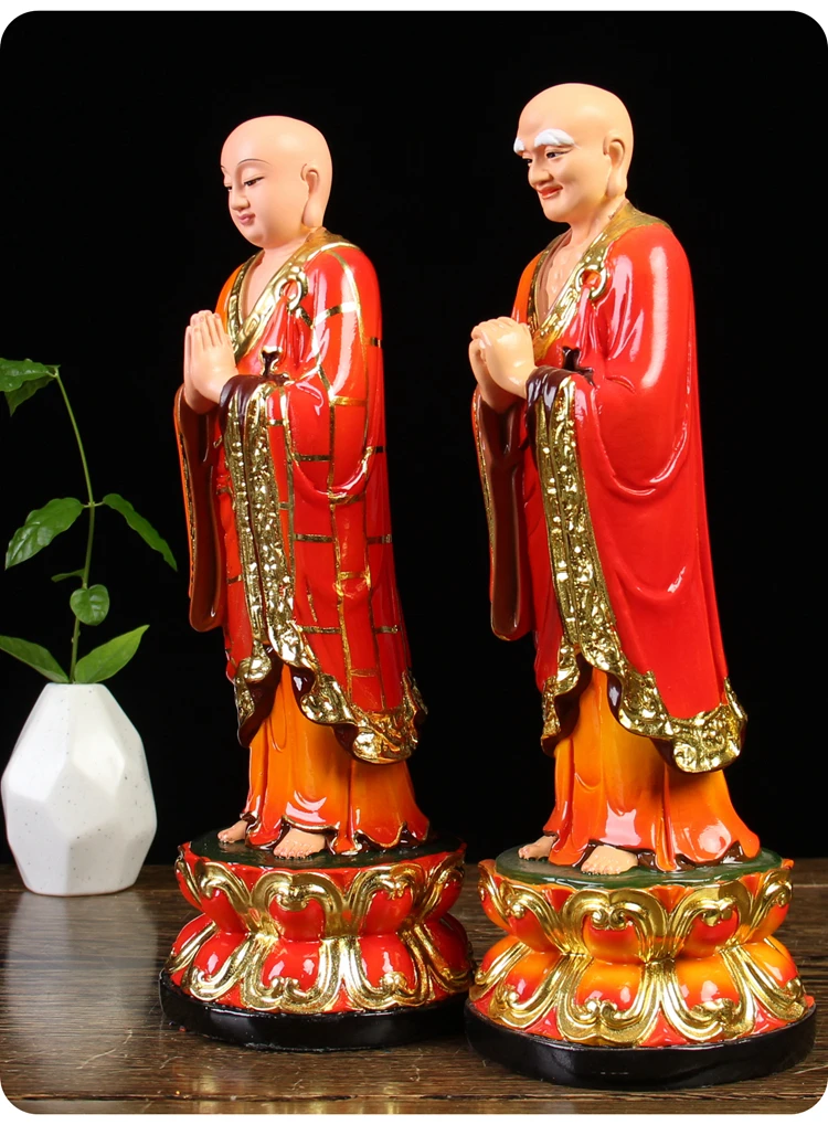 2 قطعة مجموعة مزار المنزل معبد البوذية تمثال بوذا ساكياموني بوذا مساعد اليسار واليمين آلهة نان كاي
