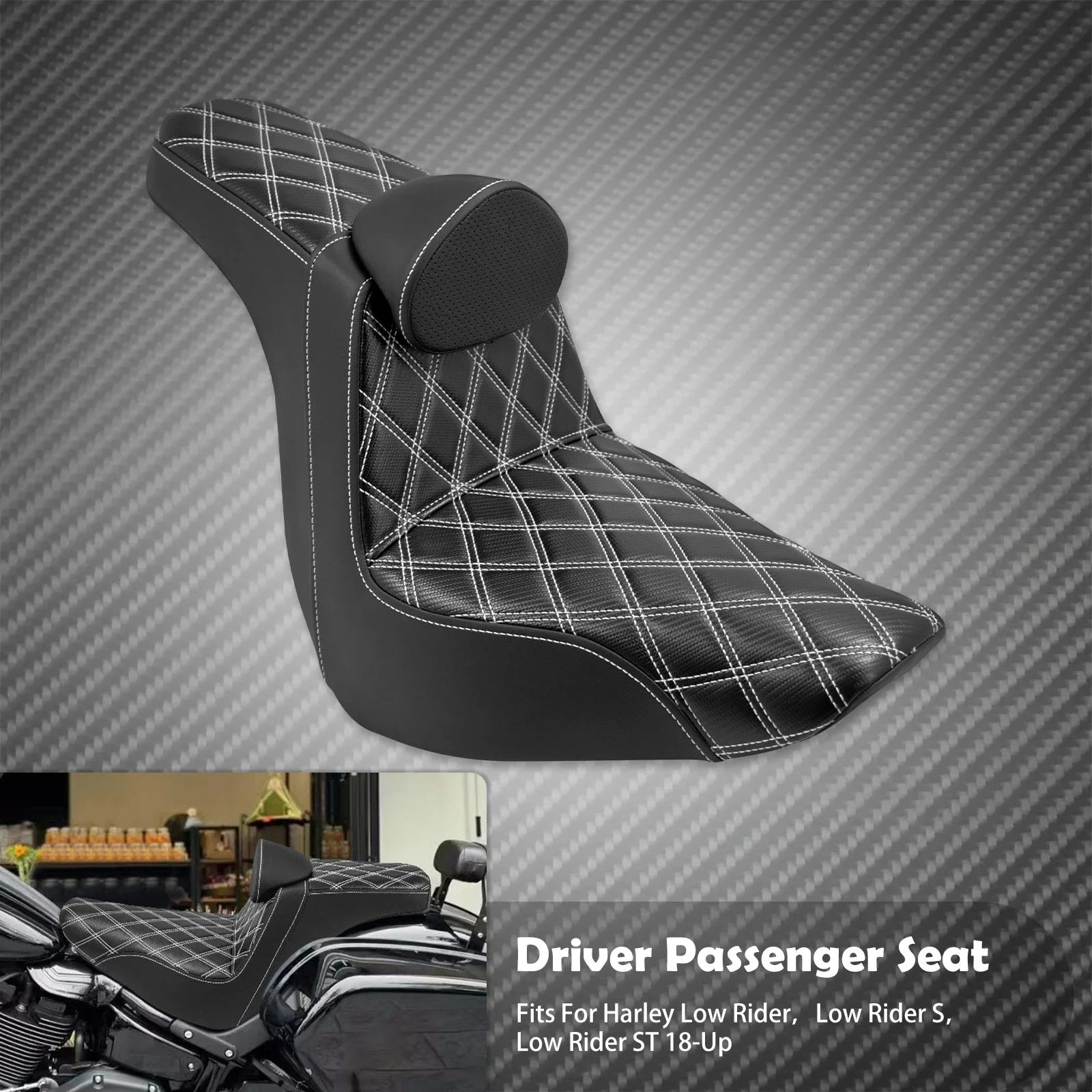 Motorfiets Twee-Up Voor Achter Bestuurder Passagiersstoel Met Rugleuning Kussen Voor Harley Softail Low Rider FXLRST FXLR FLSB 2018-Up
