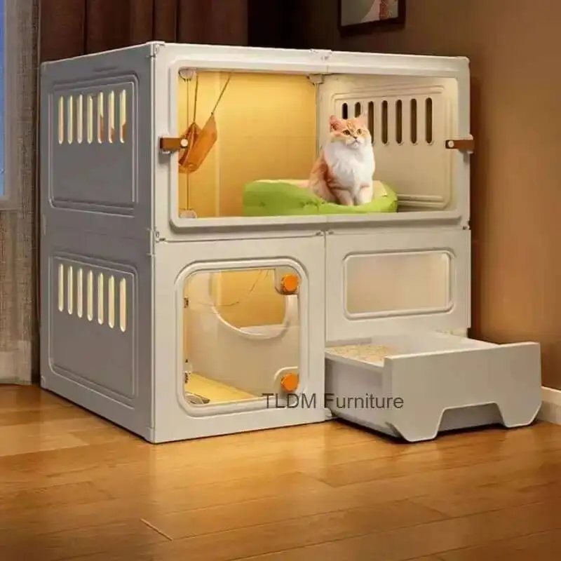 

Luxury Cat Cage Cats Litter Box Integrated Cat House Minimalist Large Free Space Household Indoor Cages for Cats F
