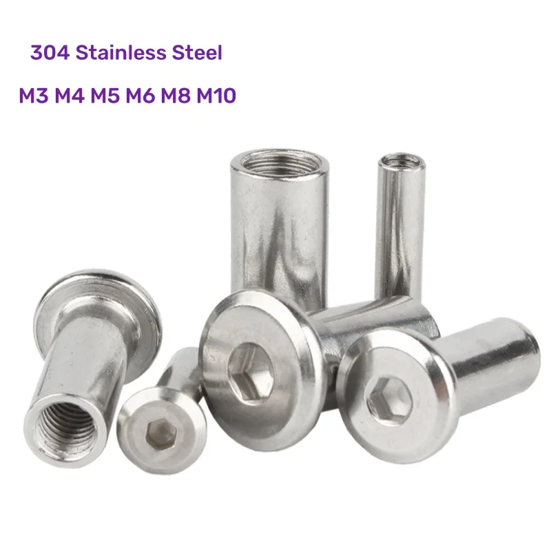

Furniture Connector Insert Joint Sleeve Nut Large Flat Hex Hexagon Socket Head Rivet M3 M4 M5 M6 M8 M10 304 Stainless Steel