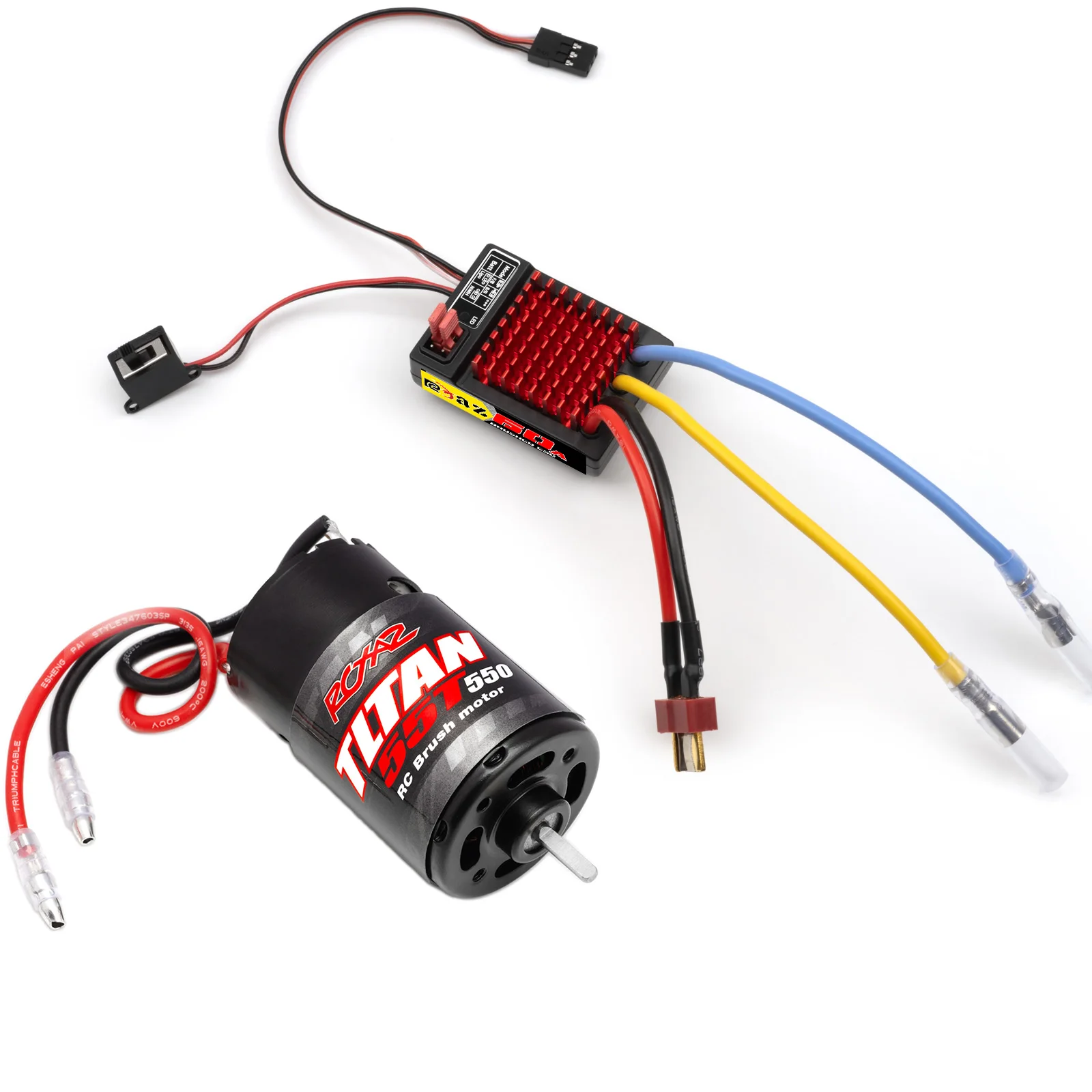 RCXAZ Brushed Power Kit 550 Motor 60/320A ESC BEC 6V/2A Geeignet für 1/10 Crawler Offroad Truck Buggy TRX4 TRX6 Axial SCX10 II III Redcat Gen7 Gen8 V2 RC4WD D90 RC Auto Upgrade-Teile