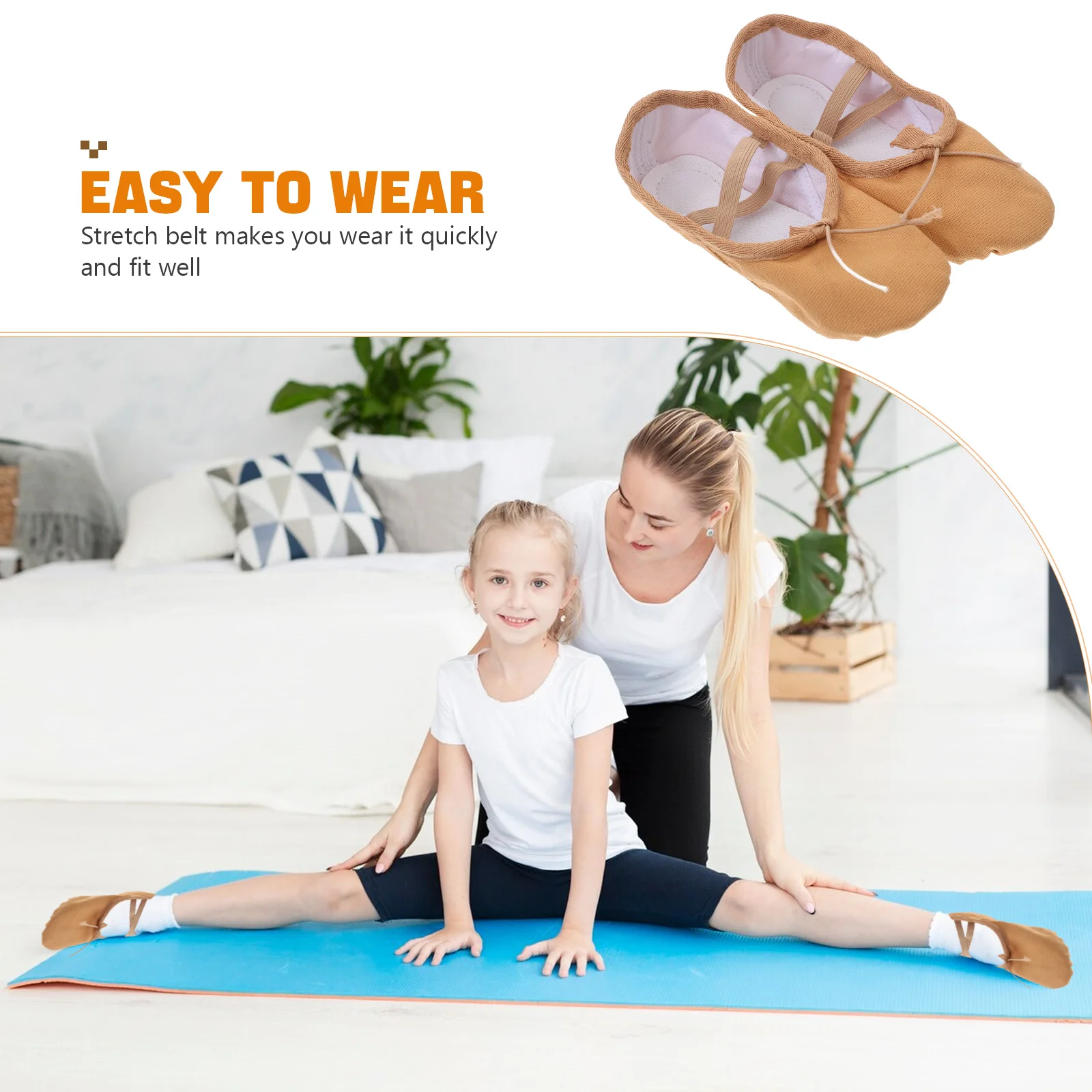 1 Pair Fashion Sole Ballet Shoes Ballet Dance Practice Shoes Yoga Ballet Shoes for Girls Women (Light Brown Size 24 155CM, 95U