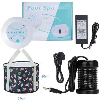 Electric FootBath Cleanse Footspa Vibrating Whirlpool Care Arrays Aqua Health Therapy Foot Spa Bath Detox Ionic Cleanse Massager