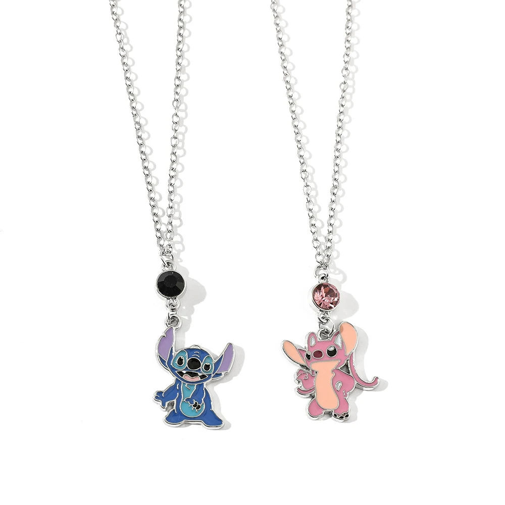 Disney Cute Lilo & Stitch Pendant Necklace Women Fashion Charms Kawaii Angle Necklaces Girls Jewelry Accessories Kids Xmas Gifts