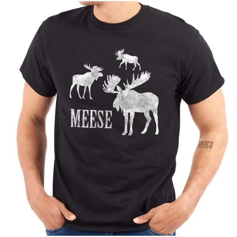 مضحك الحيوان نكتة موس Plural Meese الفكاهة المرأة أو رجل Crewneck تي شيرت المحملة