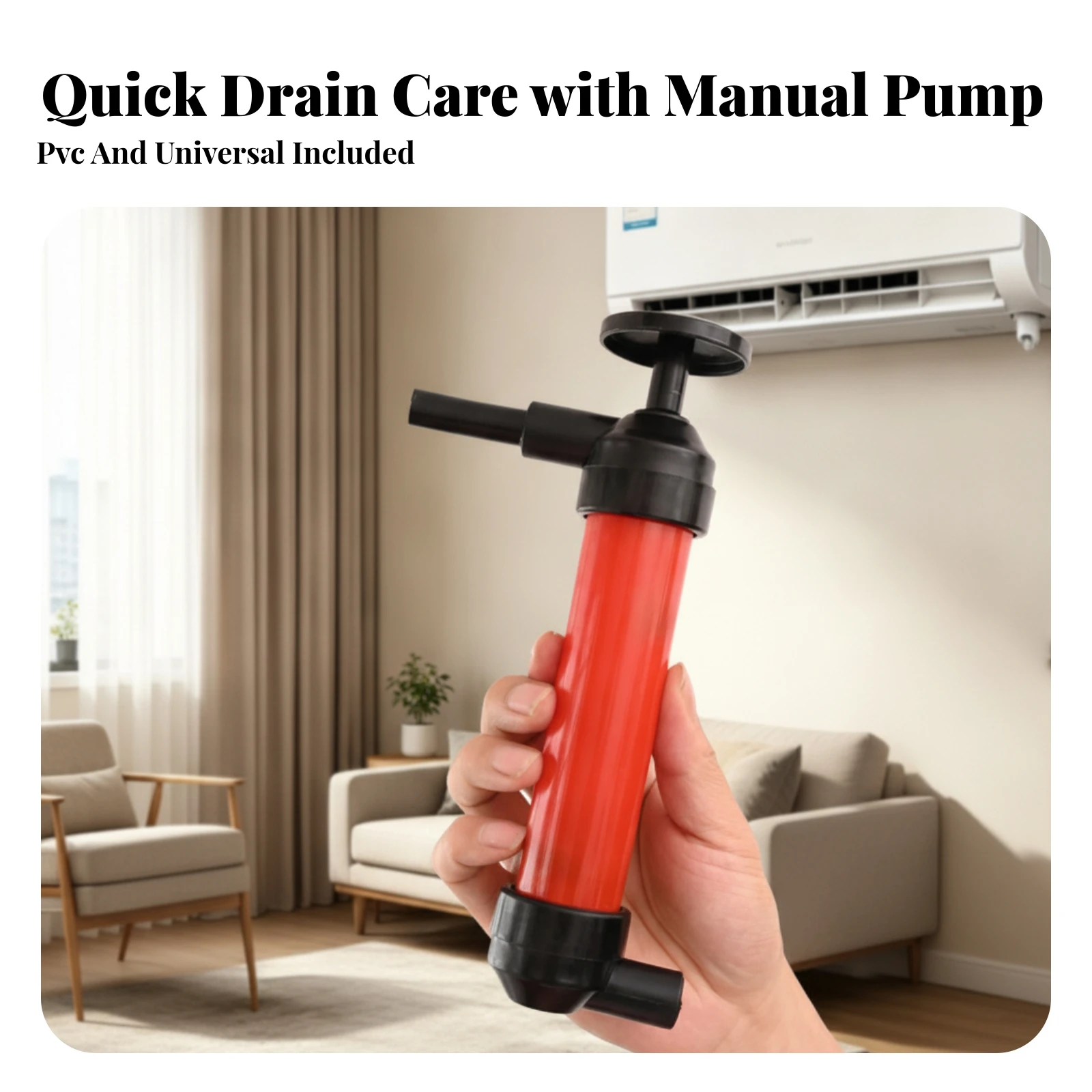 Drain Unclogging Pump Easy-to-Hold Drain Pump with Hose Hand-Held for Homeowners, Clogged Sinks, Home Maintenance
