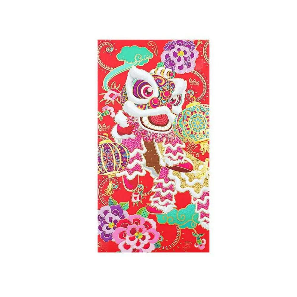 4Pcs/set Stationery Supplies Red Envelope Greeting Card Chinese Dragon Year Money Pocket Spring Festival Party Invitation