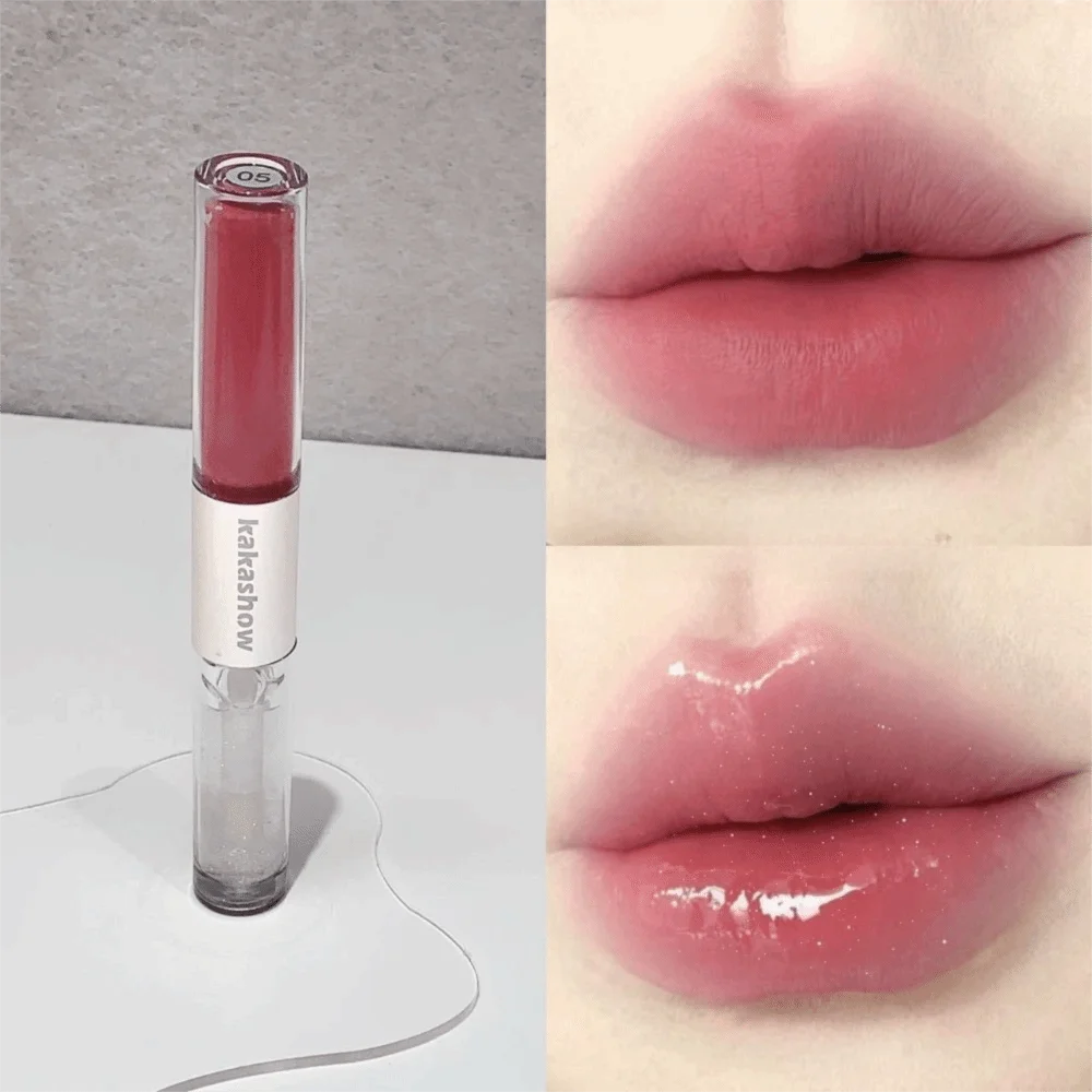Sexy Water Crystal Double Head Lip Gloss Long Lasting Non Stick Makeup Lip Stick Matte Moisturizing Liquid Lipstick Beauty