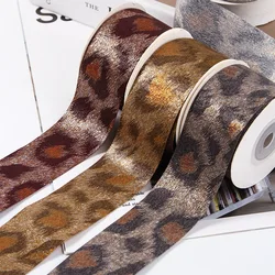 Matte Fur Leopard Printed Cotton Ribbon Single Faced For Craft Supplies Cloth Sewing Hair Bow Accessories Luxury Fluffy Trim