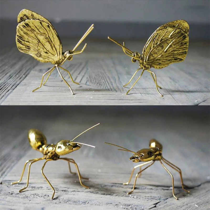 

Nordic for Creative Metal 3D Sculpture Animal for Butterfly Alloy Statues Figurines Modern Home Desktop Gifts