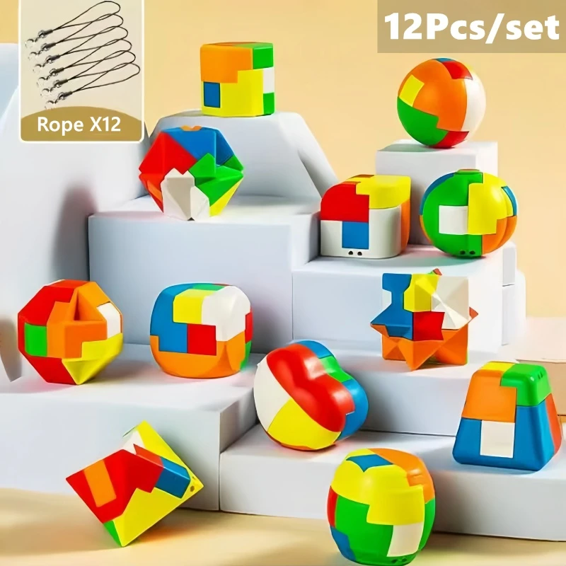 6/10 قطعة ثلاثية الأبعاد لغز لوبان مجموعة غلق كرات بلاستيكية سحرية ملونة مكعب التدريب الفكري تخفيف التوتر ألعاب تعليمية للطفل #6